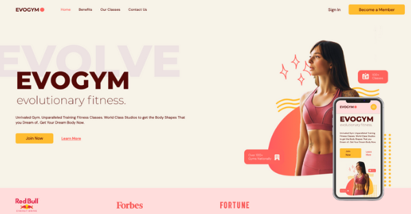 Evogym image de la home Page