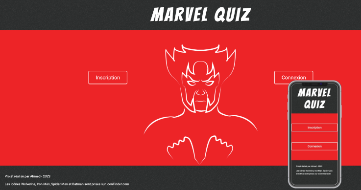Image de la page d'accueil de Marvel Quiz